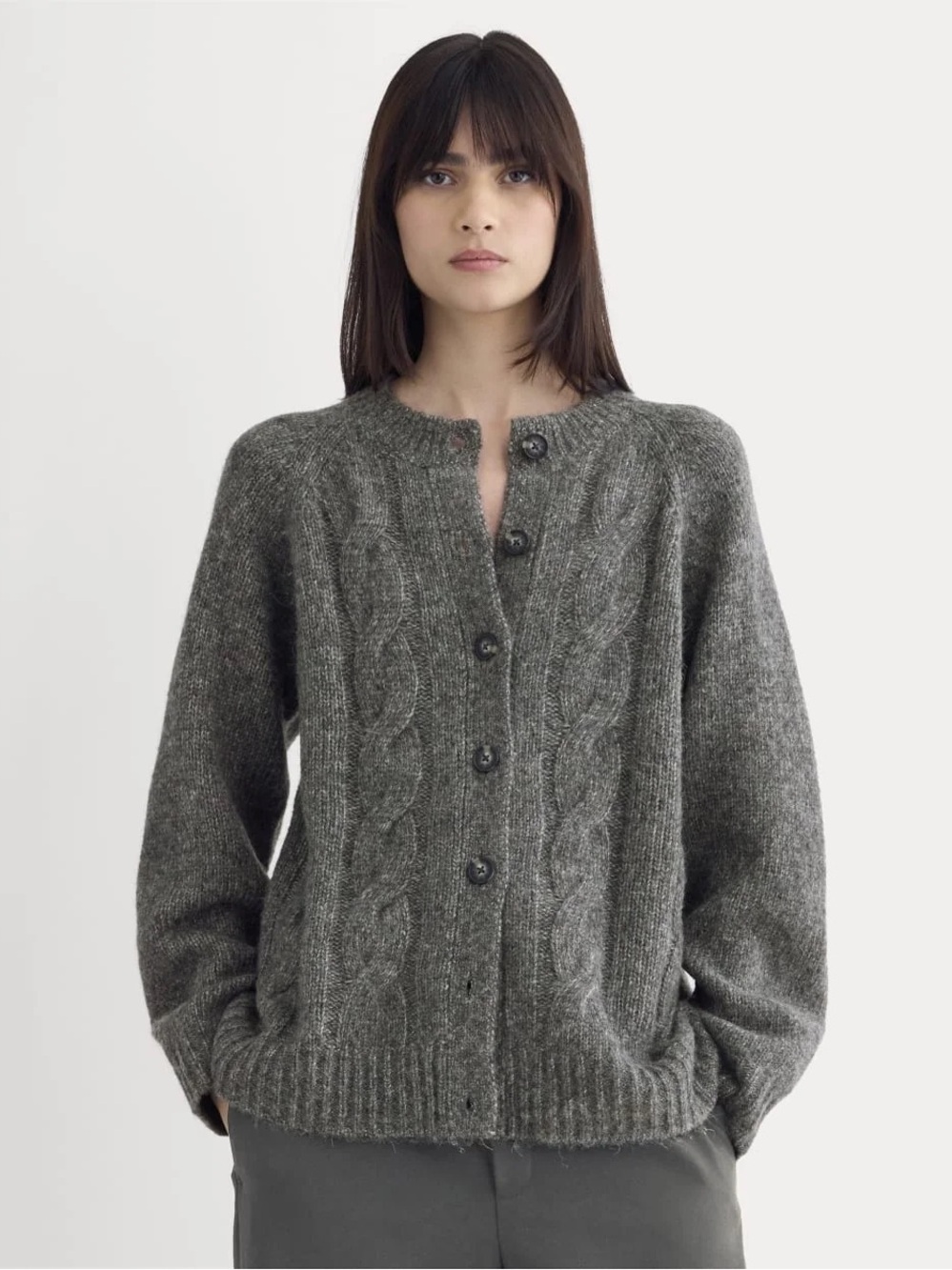 Everlane Cloud Cable Cardigan Heather Charcoal Size XXL NWOT Merino Alpaca